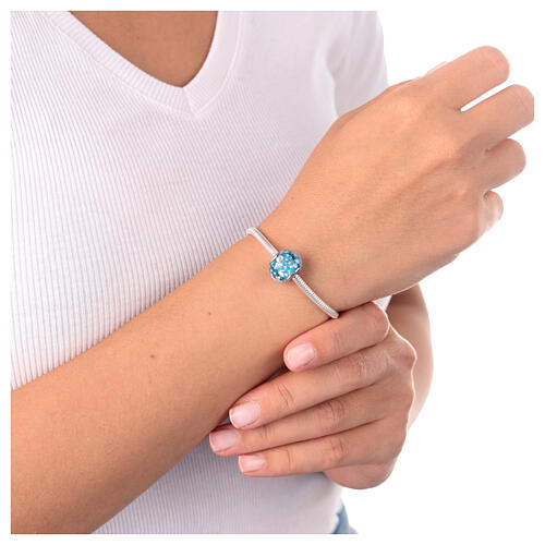 Charm turquoise tacheté pour bracelet verre de Murano et argent 925 2