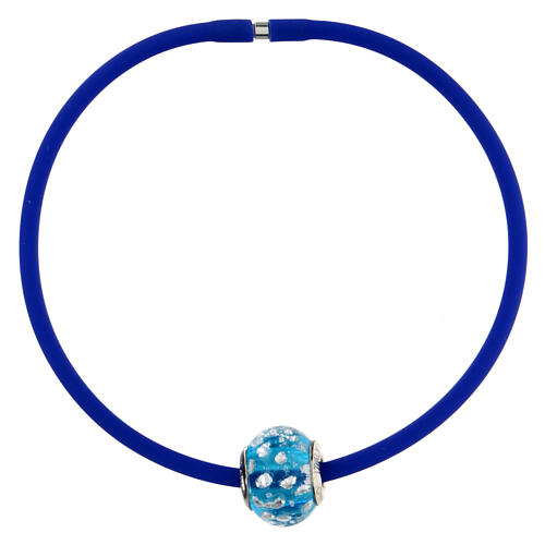 Charm turquoise tacheté pour bracelet verre de Murano et argent 925 3
