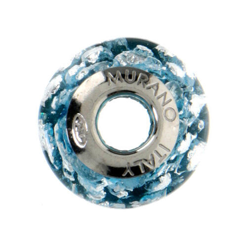 Turquoise spotted bracelet bead in 925 silver Murano glass 5