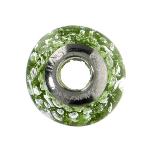 Passante bracciale verde maculato vetro Murano argento 925 5