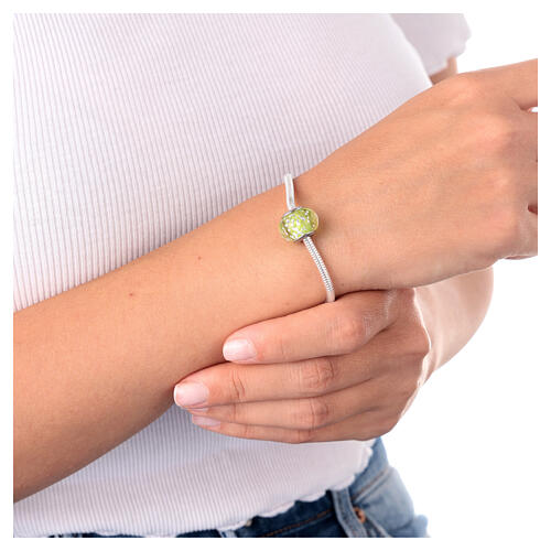 Green speckled Murano glass bracelet loop in 925 silver 2