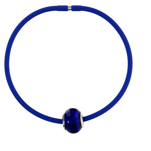 Charm bleu nuit simple pour bracelet verre de Murano et argent 925 3
