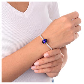 Berloque para pulseira azul escuro simples vidro de Murano e prata 925