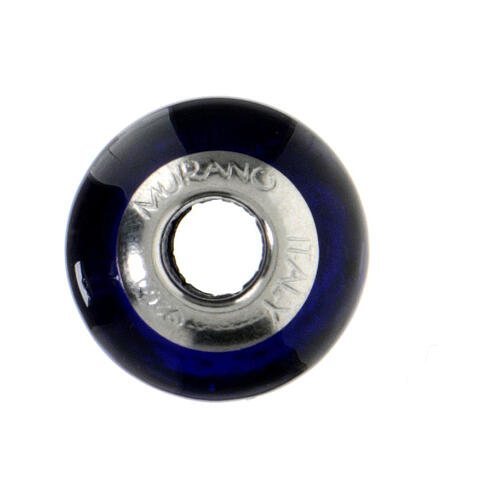 Berloque para pulseira azul escuro simples vidro de Murano e prata 925 5
