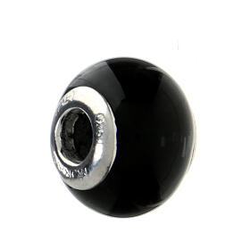 Simple black charm, Murano glass and 925 silver