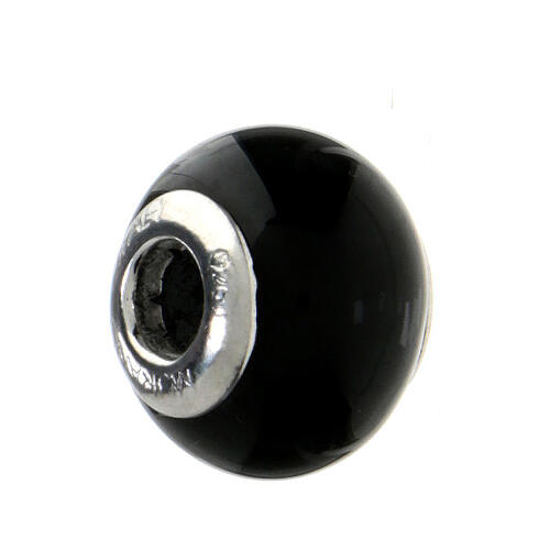 Simple black charm, Murano glass and 925 silver 1