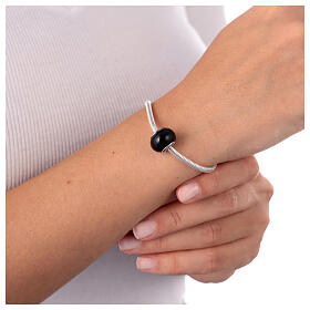 Charm noir simple pour bracelet verre de Murano et argent 925