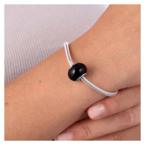 Charm noir simple pour bracelet verre de Murano et argent 925 4