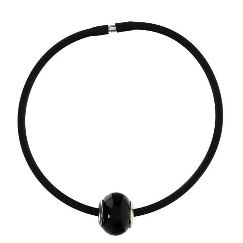 Berloque para pulseira preto simples vidro de Murano e prata 925 3