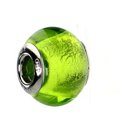 Charm pulsera verde vidrio Murano plata 925