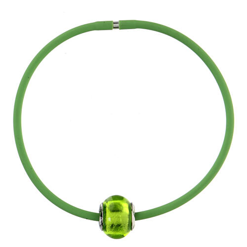 Charm pulsera verde vidrio Murano plata 925 3