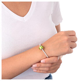 Charm vert simple pour bracelet verre de Murano et argent 925