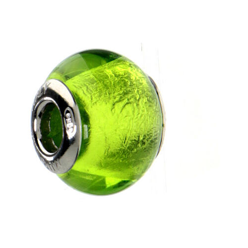 Charm vert simple pour bracelet verre de Murano et argent 925 1