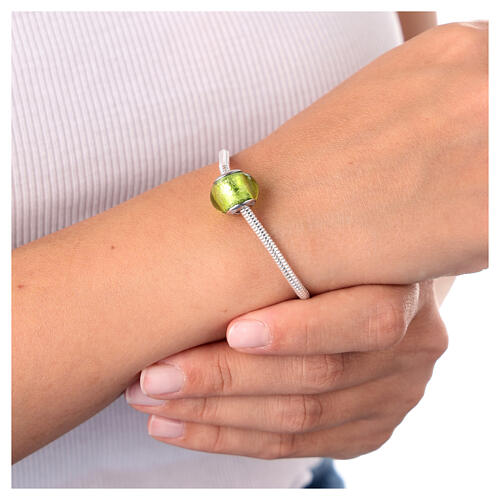 Green Murano glass bracelet loop in 925 silver 4