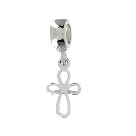 925 silver beveled cross pendant with loop