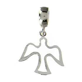 Cut-out dove dangle charm of 925 silver