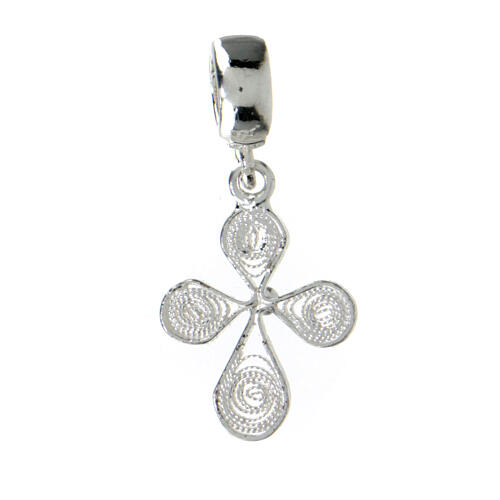 Filigree drop-shaped cross, dangle charm, 800 silver 5