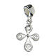 Filigree drop-shaped cross, dangle charm, 800 silver s1