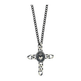 Amen necklace with Sacred-Heart cross, 925 silver