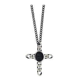 Amen necklace with Sacred-Heart cross, 925 silver