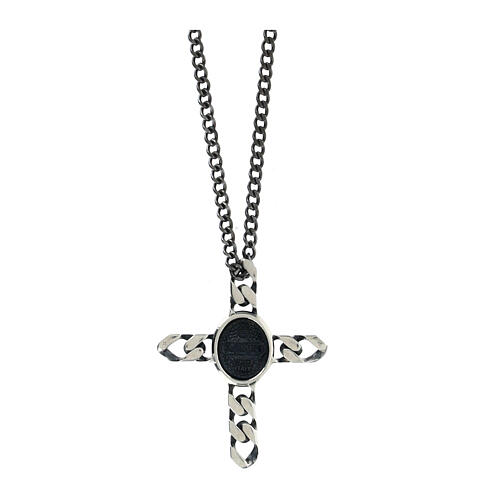 Amen necklace with Sacred-Heart cross, 925 silver 2