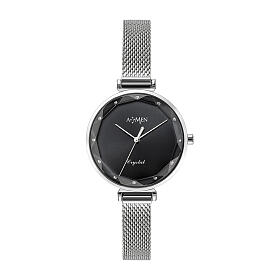 Uhr, "Crystal", AMEN, Silber/Schwarz, 33 mm