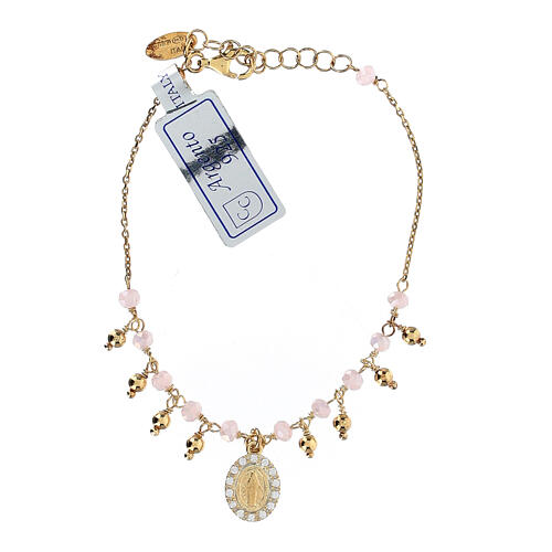 Bracelet dizainier argent 925 doré et cristal rose 2 mm 1