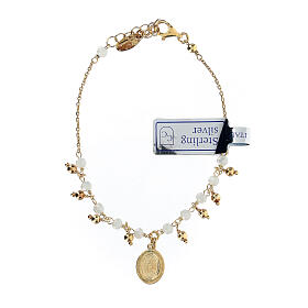 Pulseira dezena prata 925 dourada e cristal branco 2 mm