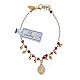 Single decade rosary bracelet of gold plated 925 silver and 0.08 in crimson red crystal beads s1