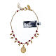 Single decade rosary bracelet of gold plated 925 silver and 0.08 in crimson red crystal beads s2