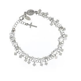 Single decade rosary bracelet of 925 silver and 0.08 in white crystal beads