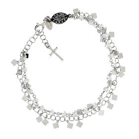 Single decade rosary bracelet of 925 silver and 0.08 in white crystal beads