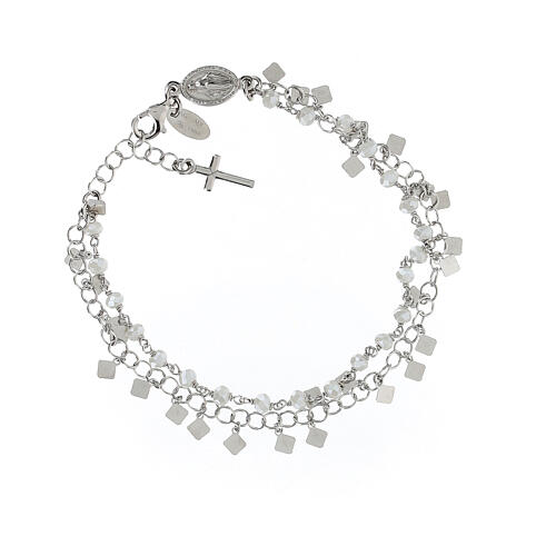 Single decade rosary bracelet of 925 silver and 0.08 in white crystal beads 1