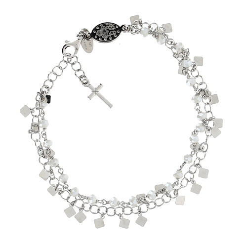 Single decade rosary bracelet of 925 silver and 0.08 in white crystal beads 2