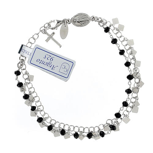 Bracciale cristallo nero 2 mm argento 925 1