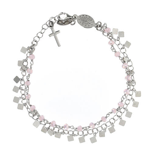 Single decade rosary bracelet of 925 silver and 0.08 in pink crystal beads 2