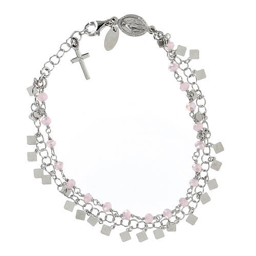 Bracciale argento 925 cristallo rosa 2 mm 1