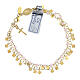 Single decade rosary bracelet, 0.08 in pink crystal beads and gold plated 925 silver s1