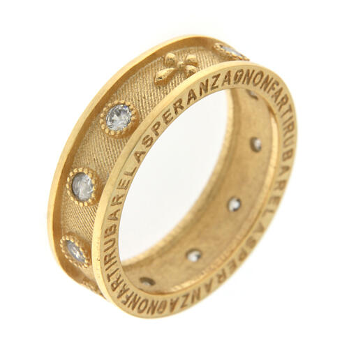 Agios rosary ring, gold plated 925 silver, white rhinestones 2