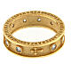 Agios rosary ring, gold plated 925 silver, white rhinestones s5