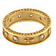 Benedictus rosary ring, gold plated 925 silver, white rhinestones s4