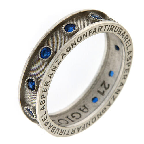 Agios rosary ring, rhodium-plated 925 silver, sapphire rhinestones 2
