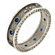 Agios rosary ring, rhodium-plated 925 silver, sapphire rhinestones s1