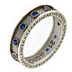 Agios rosary ring, rhodium-plated 925 silver, sapphire rhinestones s2