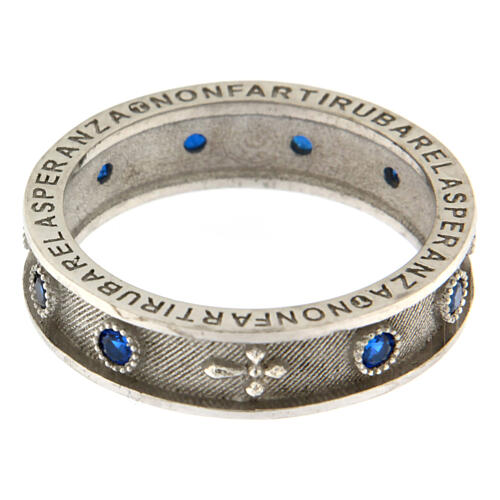 Anillo Benedictus rodiado rosario zafiro plata 925 4