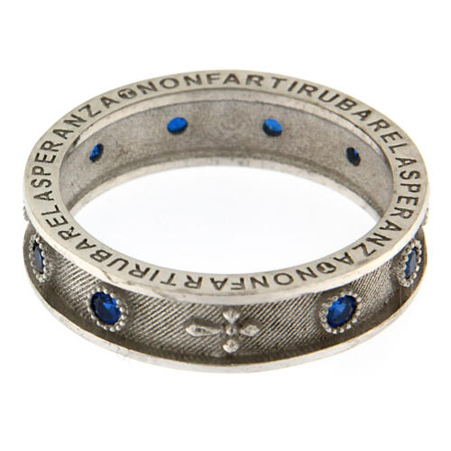 Agios rhodium rosary ring cubic zirconia sapphire 925 silver 3