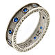 Agios rhodium rosary ring cubic zirconia sapphire 925 silver s2