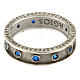 Agios rhodium rosary ring cubic zirconia sapphire 925 silver s4