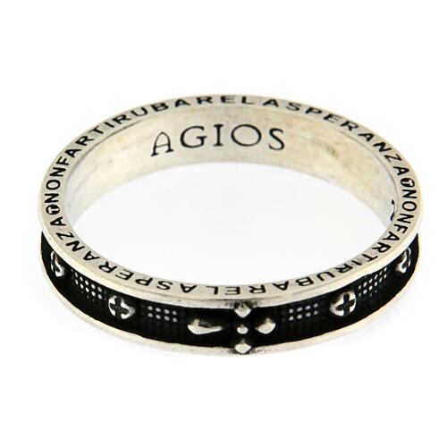 Agios rosary ring, burnished rhodium-plated 925 silver 4