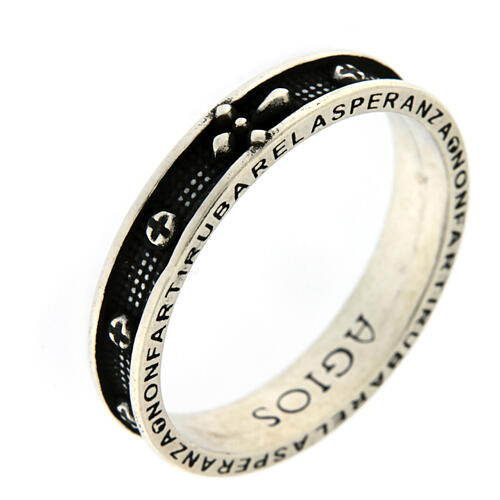 Agios rosary ring, burnished rhodium-plated 925 silver 3